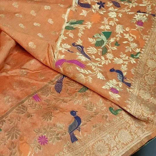 ORANGE SKIRT BANARASI SILK SAREE
