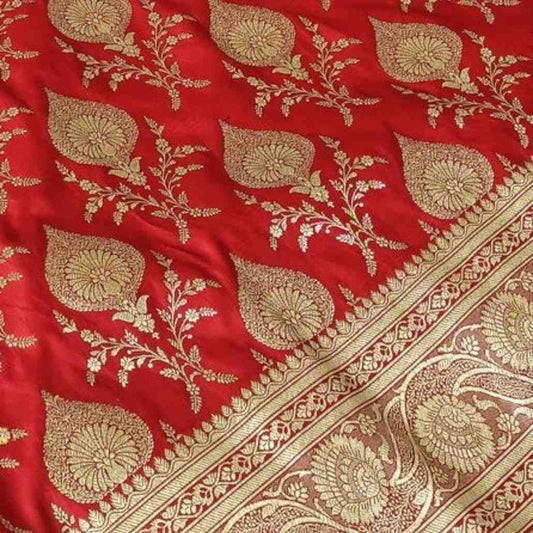 RED MOTIFS BANARASI KATAN SILK SAREE