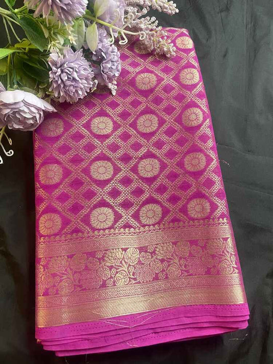 PURPLE GHARCHOLA BANARASI KHADDI GEORGETTE SAREE