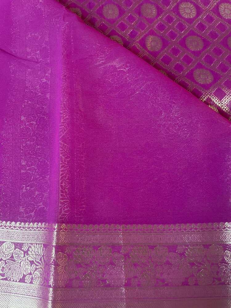 PURPLE GHARCHOLA BANARASI KHADDI GEORGETTE SAREE