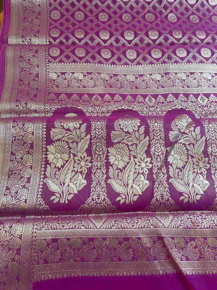PURPLE GHARCHOLA BANARASI KHADDI GEORGETTE SAREE