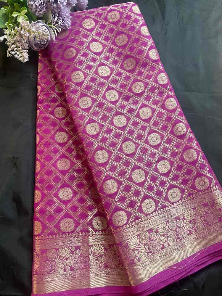 PURPLE GHARCHOLA BANARASI KHADDI GEORGETTE SAREE