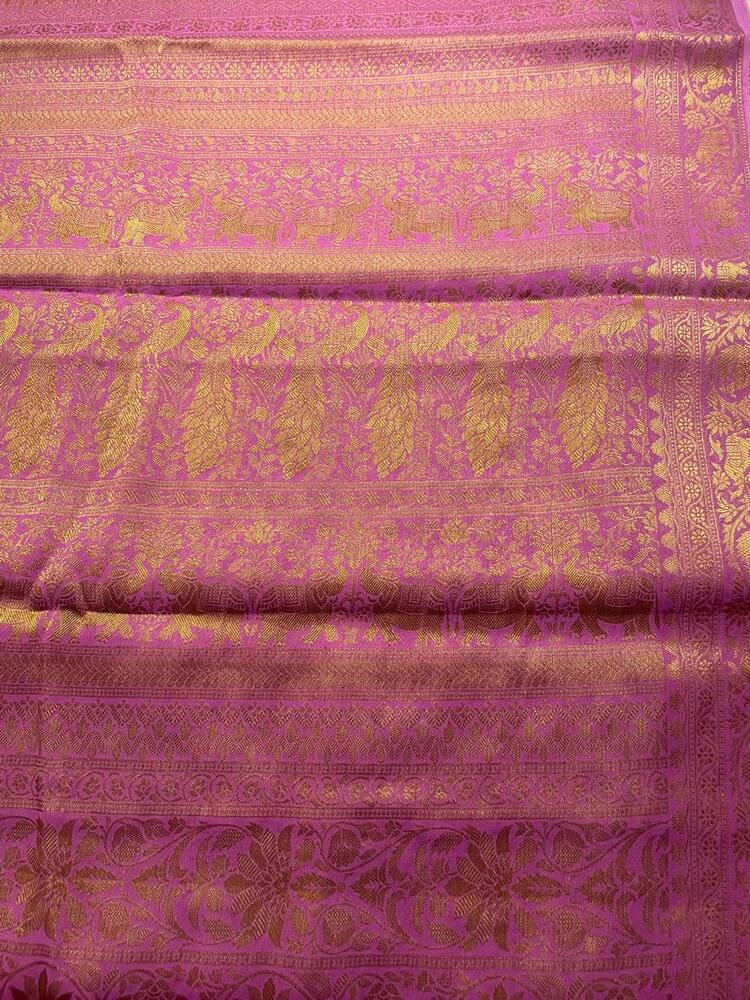 LAVENDER BUTTA BUTI BANARASI KHADDI GEORGETTE SAREE