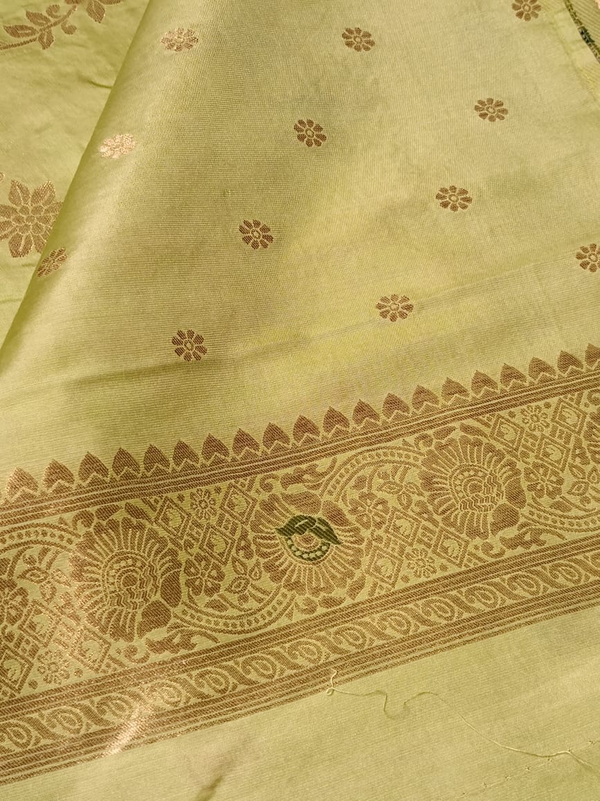LIGHT GREEN MANGO MEENA BANARASI VISCOSE SAREE