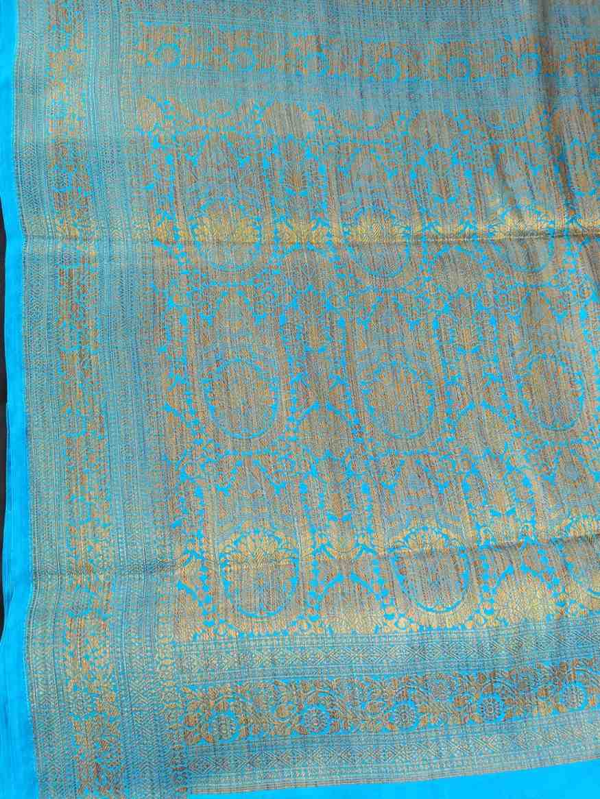 BLUE ANTIQUE FLORAL LEHARIYA SEMI SILK