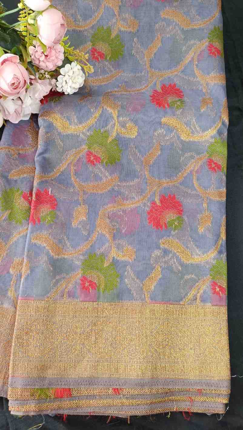 GREY ANTIQUE MEENA JAAL PARTY ORGANZA