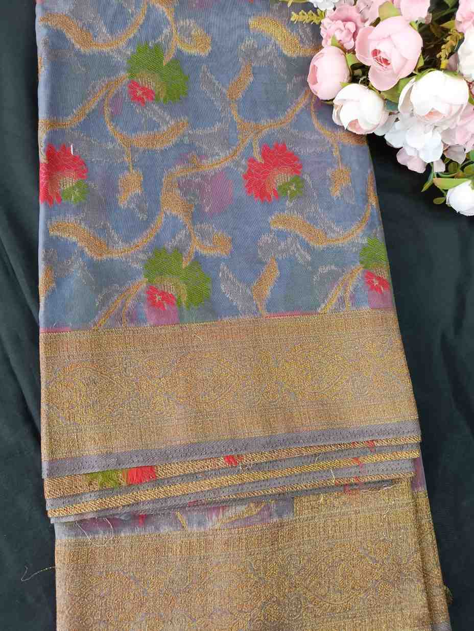 GREY ANTIQUE MEENA JAAL PARTY ORGANZA