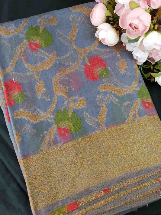 GREY ANTIQUE MEENA JAAL PARTY ORGANZA