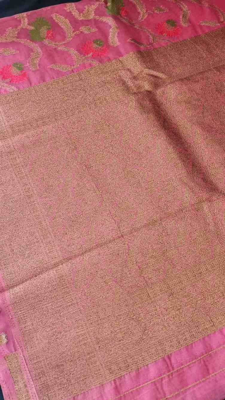 ONION PINK ANTIQUE MEENA JAAL PARTY ORGANZA