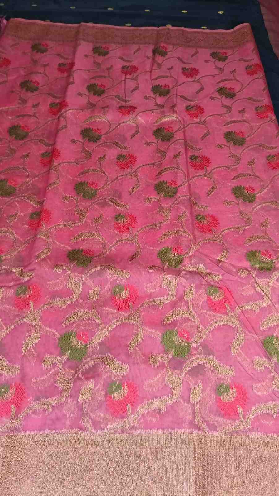 ONION PINK ANTIQUE MEENA JAAL PARTY ORGANZA