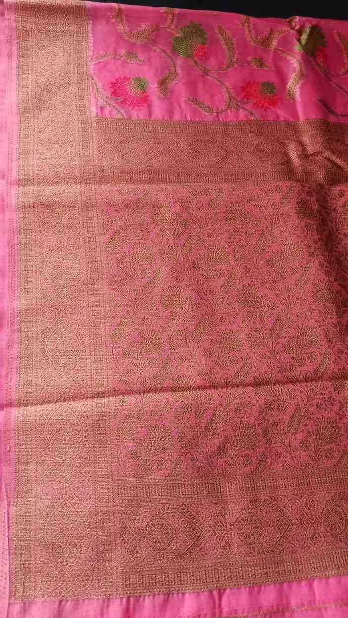 ONION PINK ANTIQUE MEENA JAAL PARTY ORGANZA