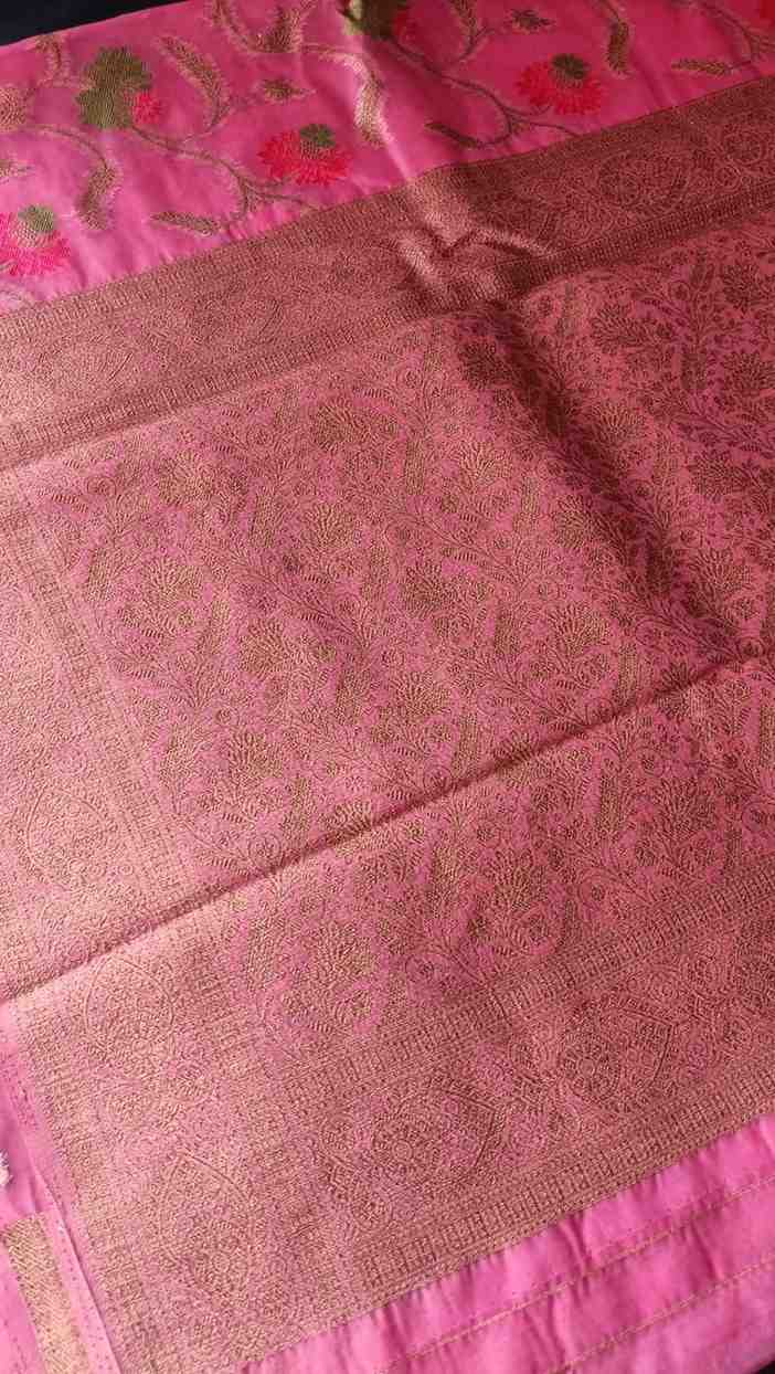 ONION PINK ANTIQUE MEENA JAAL PARTY ORGANZA