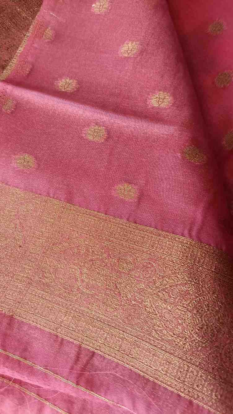 ONION PINK ANTIQUE MEENA JAAL PARTY ORGANZA