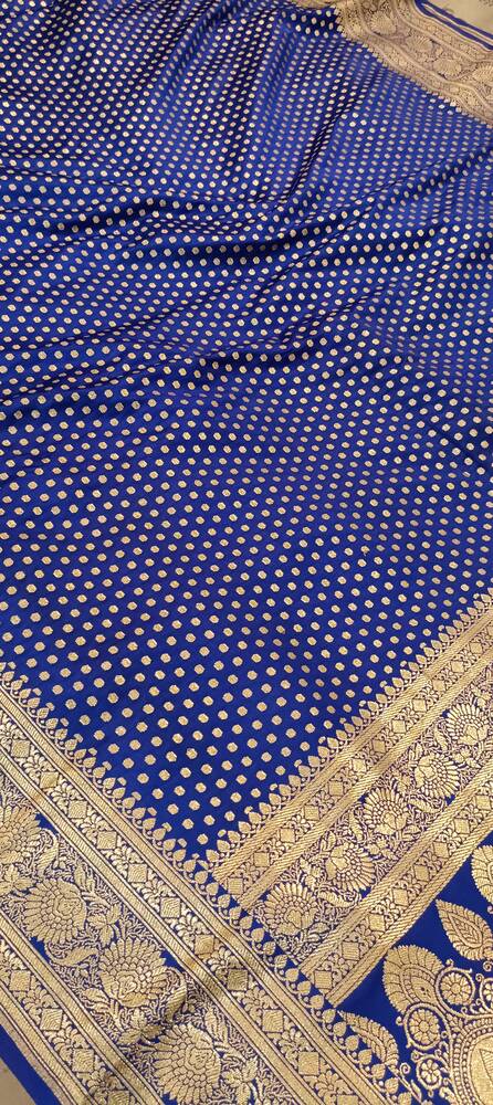 ROYAL BLUE BUTI BANARASI SATIN SILK SAREE