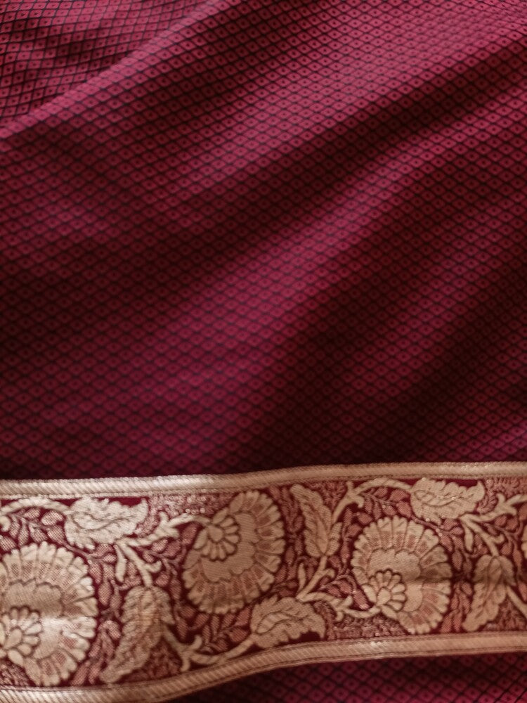 MAROON FLORAL BUTI TANCHUI BANARASI KATAN SILK SAREE