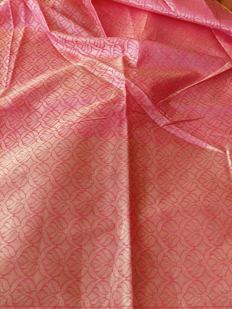 ORANGE PINK MOTIFS BANARASI KORA SILK SAREE