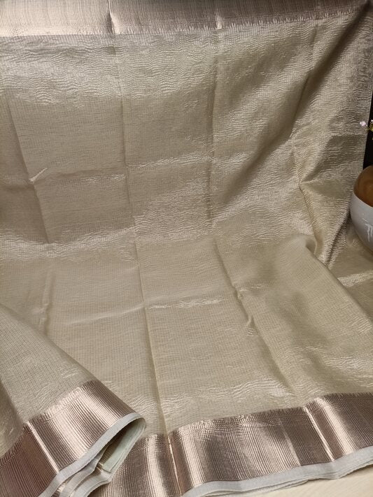 LIGHT GREEN CRUSHED TISSUE BANARASI SILK SAREE