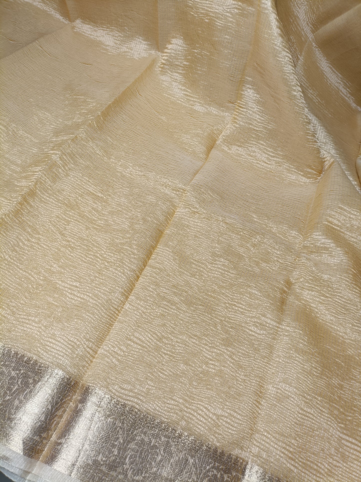 SANDAL CRUSHED TISSUE BANARASI SILK SAREE