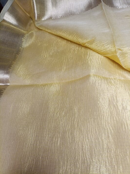 YELLOW CRUSHED TISSUE BANARASI SILK SAREE