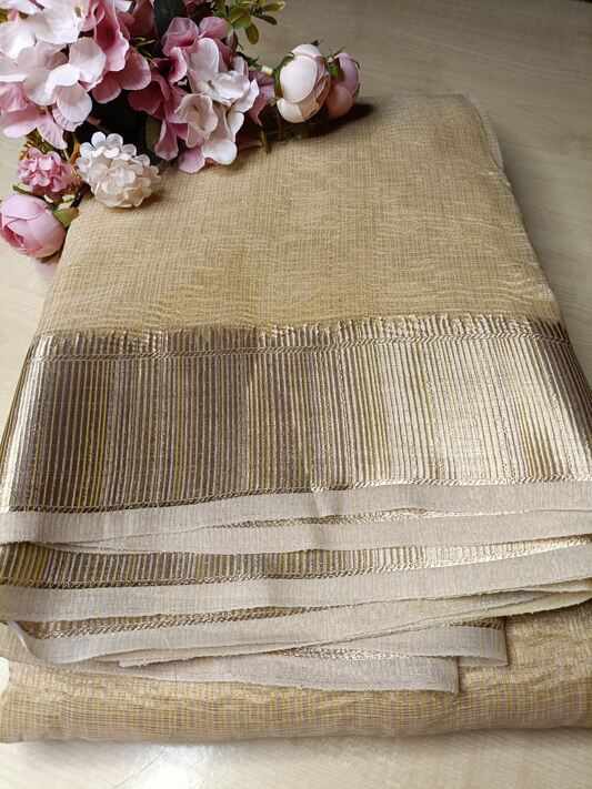 YELLOW CRUSHED TISSUE BANARASI SILK SAREE