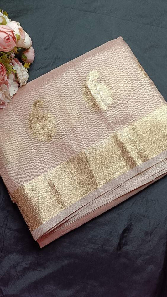 PINK MANGO MOTIF BANARASI TISSUE KOTA SAREE