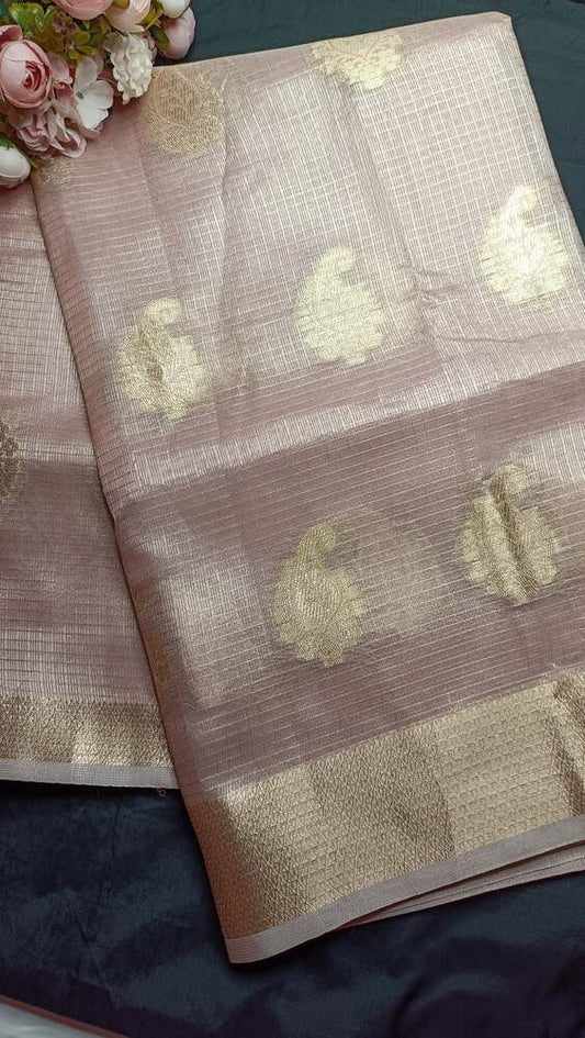 PINK MANGO MOTIF BANARASI TISSUE KOTA SAREE