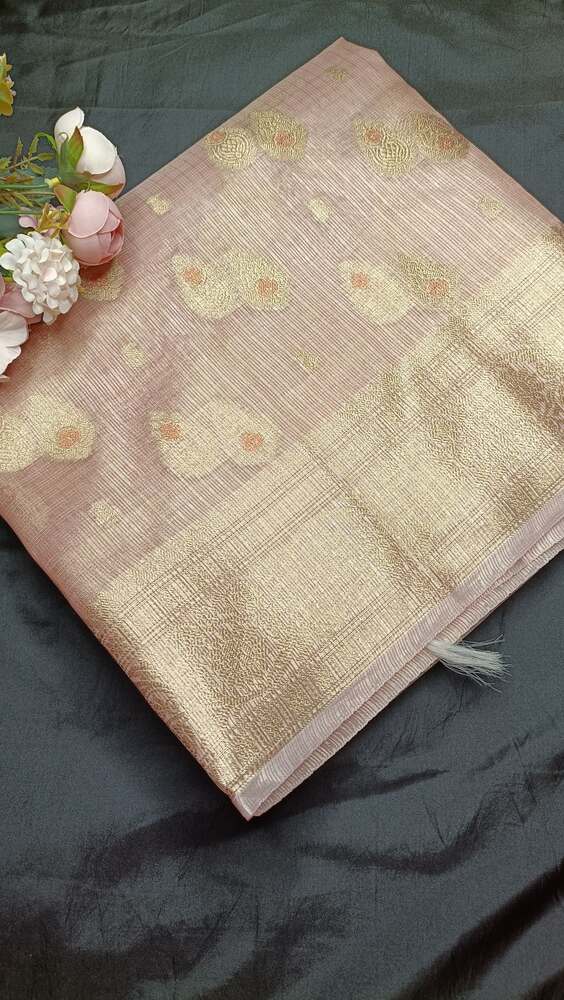 PINK DOUBLE MEENAKARI BANARASI TISSUE KOTA SAREE