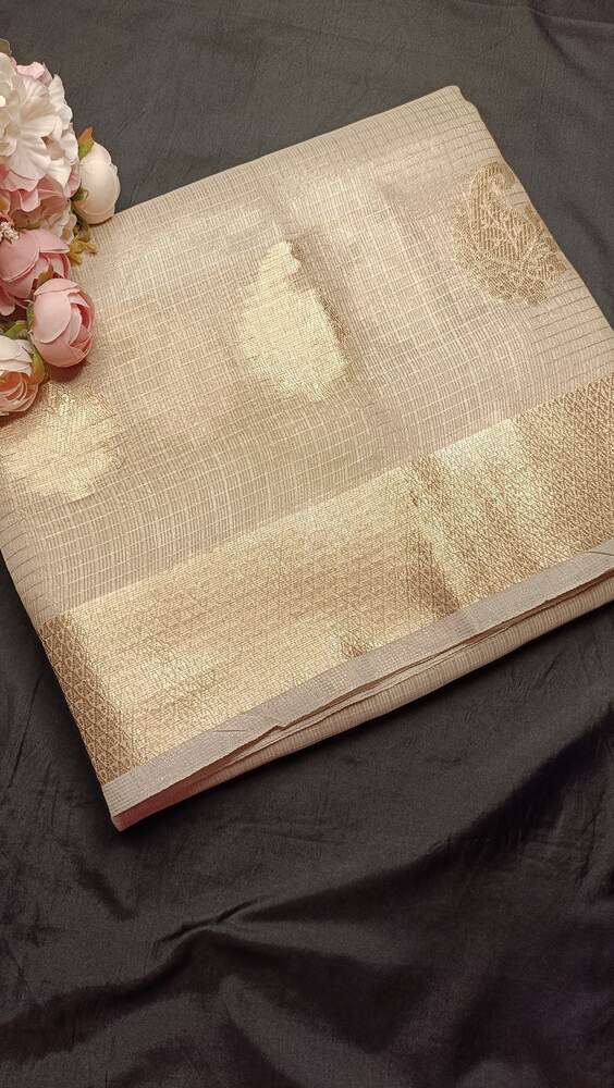 GOLD MANGO MOTIF BANARASI TISSUE KOTA SAREE