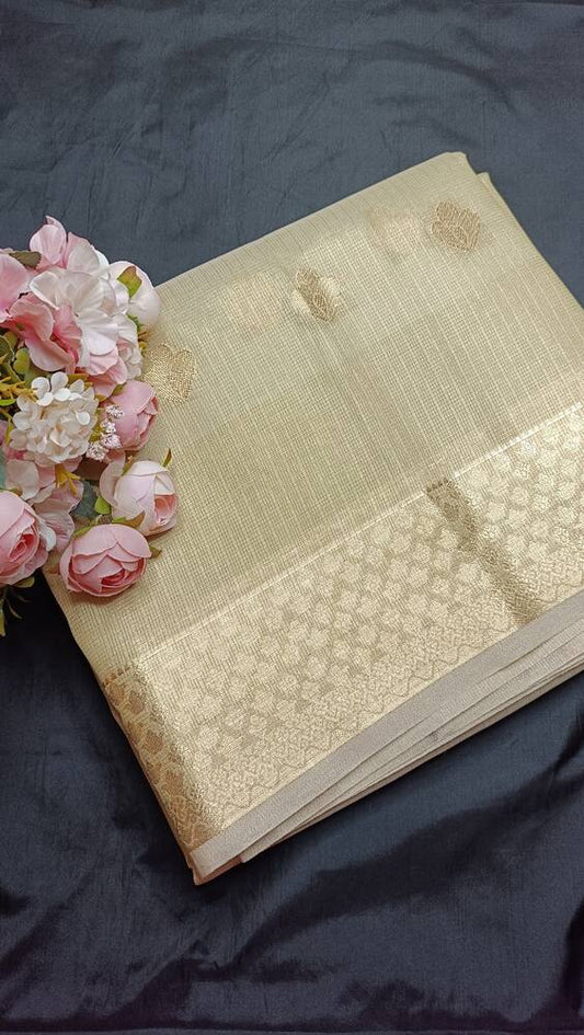 GREEN FLORAL BANARASI TISSUE KOTA SAREE