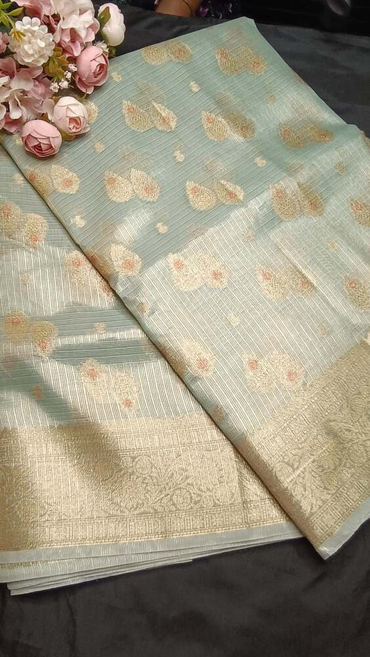 BLUE DOUBLE MEENAKARI BANARASI TISSUE KOTA SAREE
