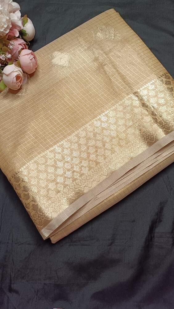 GOLDEN FLORAL BANARASI TISSUE KOTA SAREE