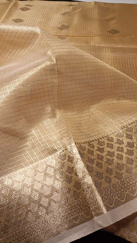 GOLDEN FLORAL BANARASI TISSUE KOTA SAREE