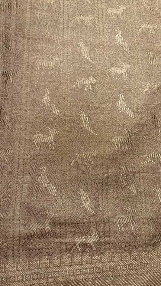 GOLDEN BEIGE BOX SHIKARGAH TISSUE KATAN BANARASI SILK SAREE