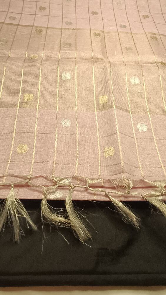 PINK BANARASI LINEN TISSUE SILK SAREE
