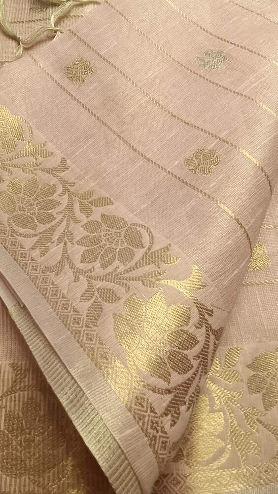 PINK BANARASI LINEN TISSUE SILK SAREE