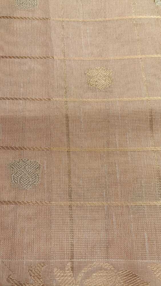 PEACH BANARASI LINEN TISSUE SILK SAREE