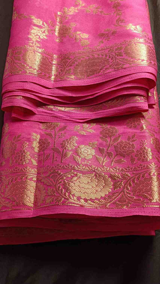 PINK ROSE JAAL BANARASI GEORGETTE SAREE