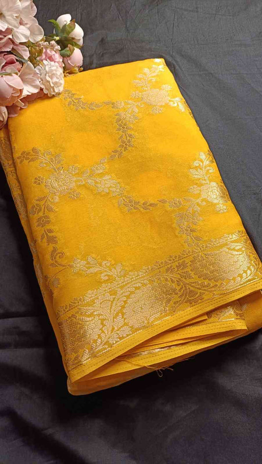 YELLOW ROSE JAAL BANARASI GEORGETTE SAREE