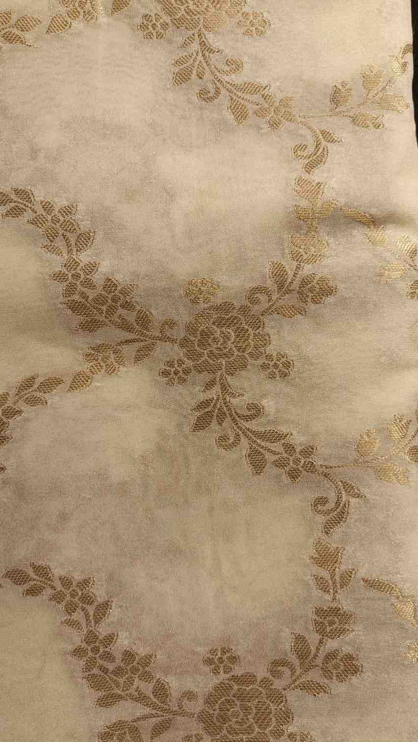 OFF-WHITE ROSE JAAL BANARASI GEORGETTE SAREE