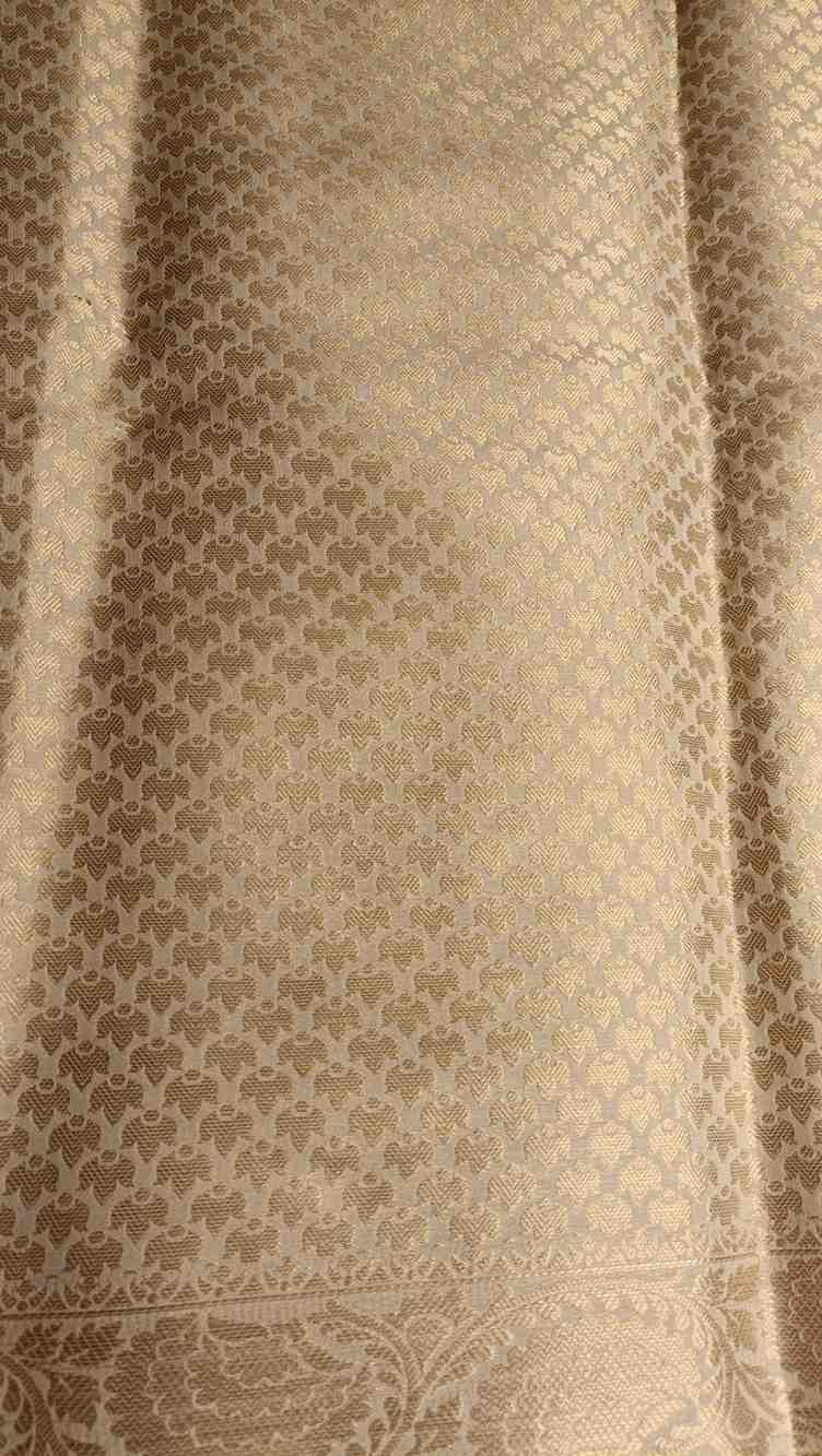 OFF-WHITE ROSE JAAL BANARASI GEORGETTE SAREE