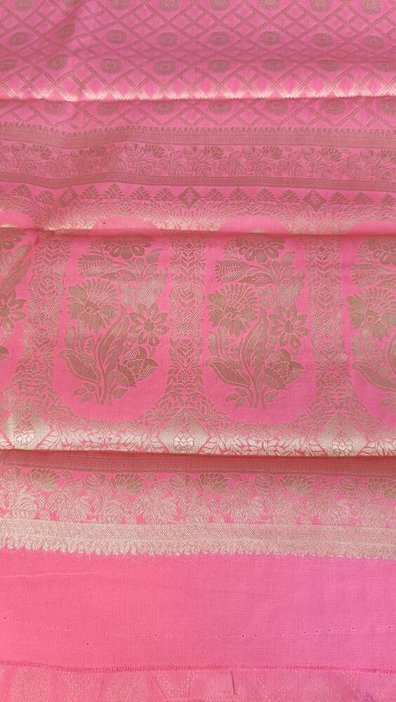 PINK GHARCHOLA BANARASI KHADDI GEORGETTE SAREE
