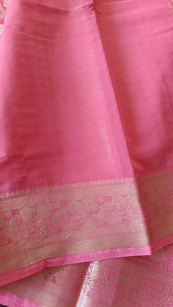 PINK GHARCHOLA BANARASI KHADDI GEORGETTE SAREE