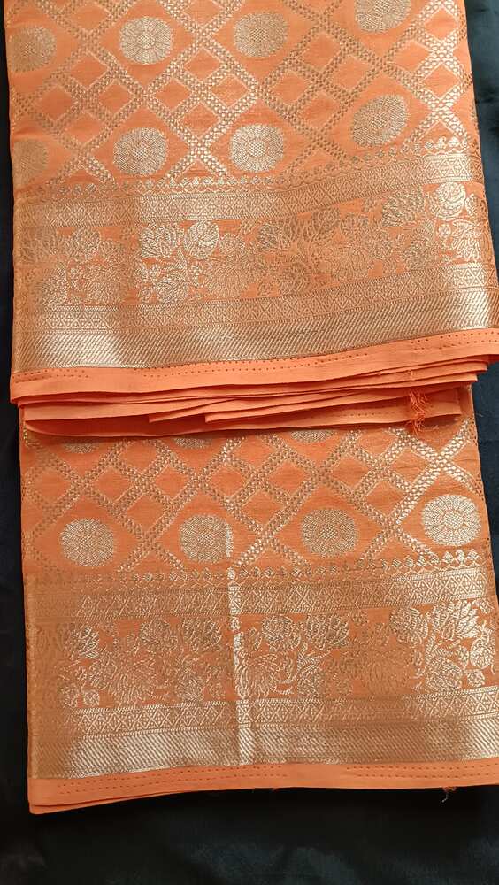 ORANGE GHARCHOLA BANARASI KHADDI GEORGETTE SAREE
