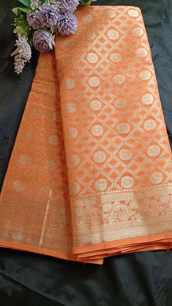 ORANGE GHARCHOLA BANARASI KHADDI GEORGETTE SAREE