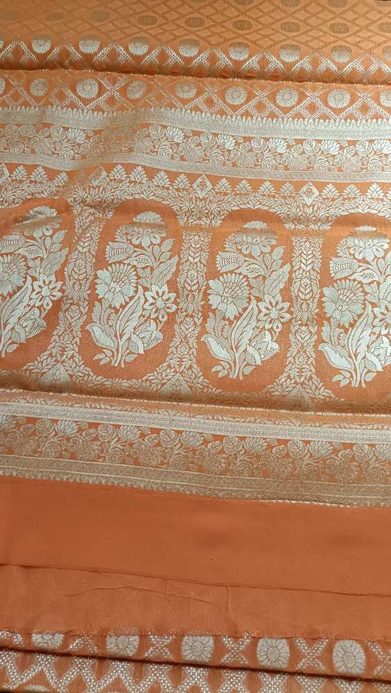 ORANGE GHARCHOLA BANARASI KHADDI GEORGETTE SAREE