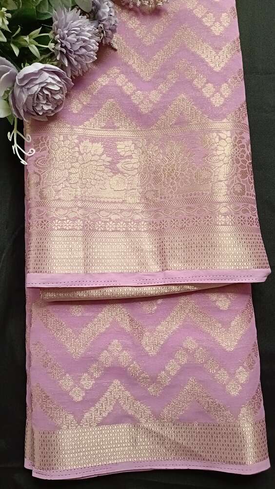 LAVENDER ZIGZAG LEHARIYA BANARASI KHADDI GEORGETTE SAREE