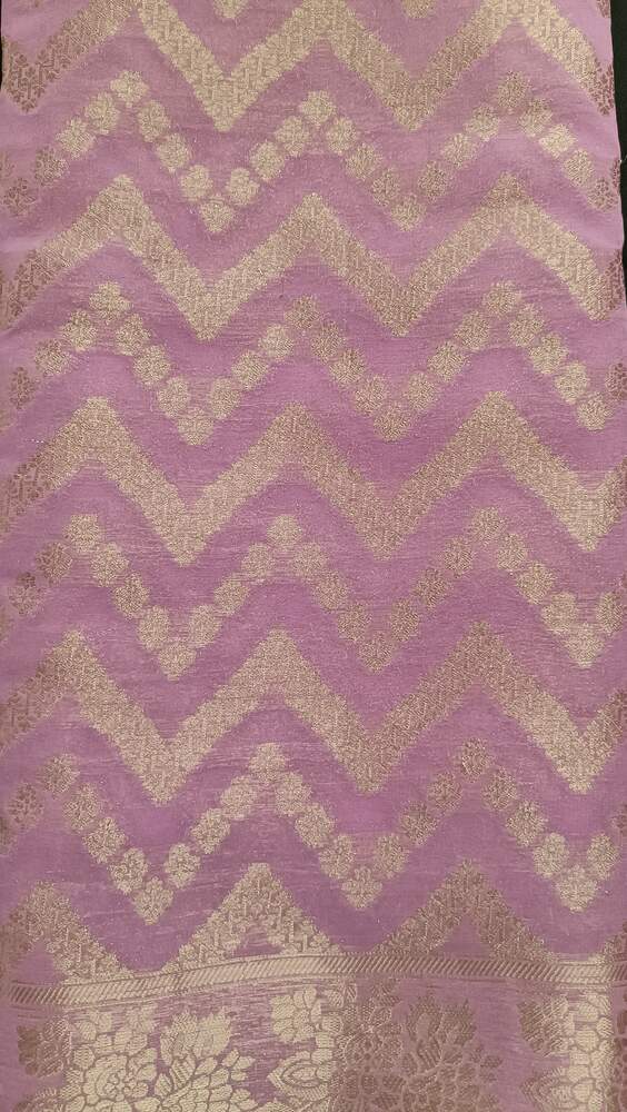 LAVENDER ZIGZAG LEHARIYA BANARASI KHADDI GEORGETTE SAREE