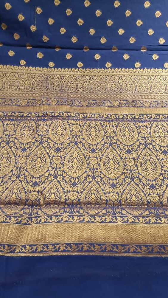 NAVY BLUE BUTTA BUTI BANARASI KHADDI GEORGETTE SAREE