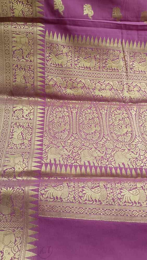 LAVENDER ELEPHANT BANARASI KHADDI GEORGETTE SAREE