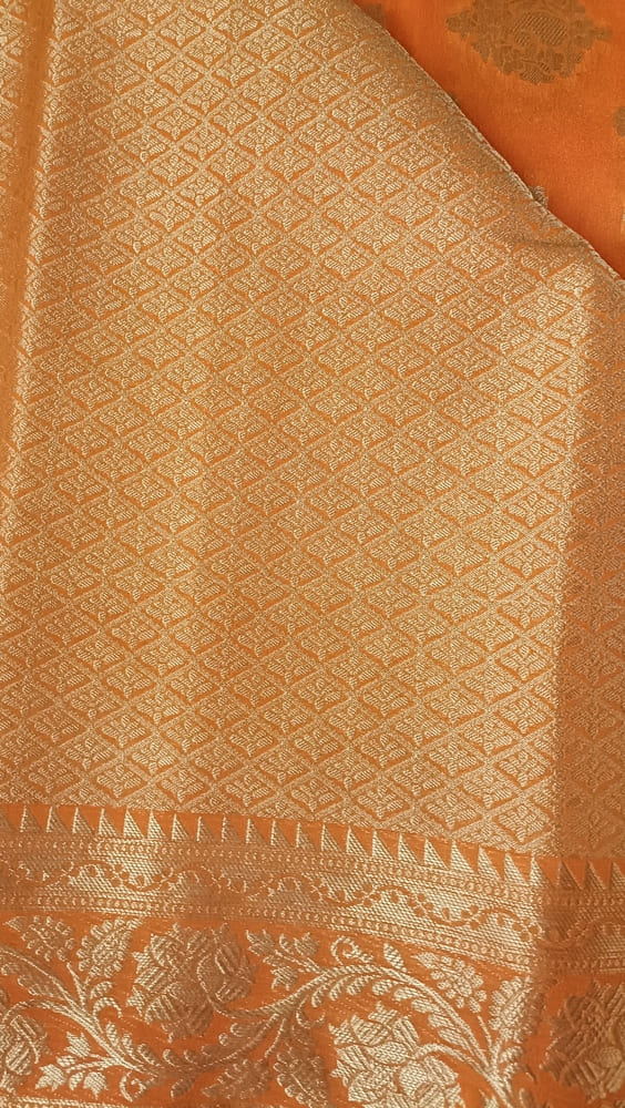 ORANGE MANGO LEAF BUTTA BUTI BANARASI GEORGETTE SAREE